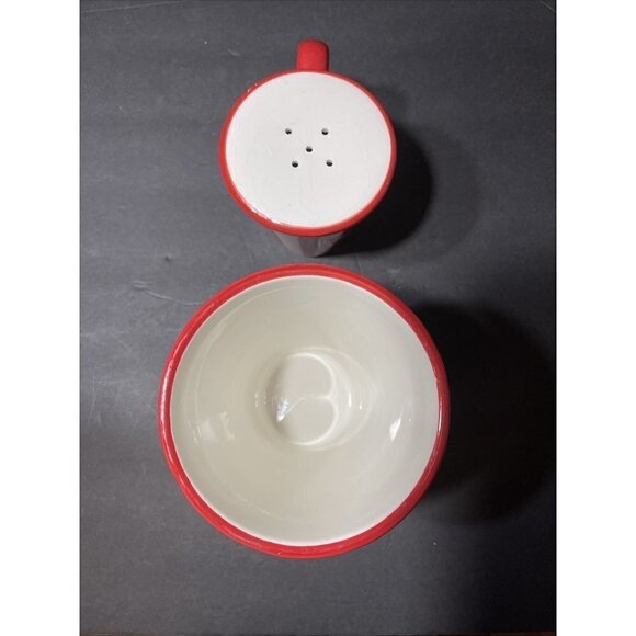 Movie Theater Style Popcorn Set- Salt Shaker & Bucket Bowl Red White Stripe - Picture 6 of 12